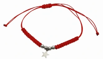 Pulsera tobillera de hilo rojo con dije de acero estrella